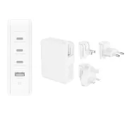 Belkin BOOST CHARGE 140W 4-portová USB-C Power Delivery GaN PPS nástěnná nabíječka + UK, EU, US adaptéry, bílá