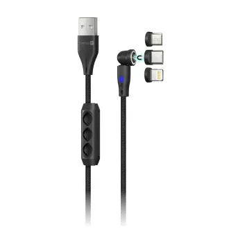 CONNECT IT Magnetic PowerLink 3in1 kabel (USB-C/Lightning/MicroUSB), 2m, ČERNÁ CONNECT IT Magnetic PowerLink 3in1 kabel (USB-C/Lightning/MicroUSB), 2m, ČERNÁ
