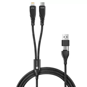 CONNECT IT Wirez 4in1 1x USB-C, 1x Lightning, 1,25 m, ČERNÝ CONNECT IT Wirez 4in1 1x USB-C, 1x Lightning, 1,25 m, ČERNÝ