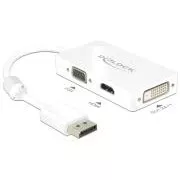 Delock Adaptér Displayport 1.1 samec > VGA / HDMI / DVI samice pasivní bílá