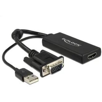 Delock adaptér VGA na HDMI s audio černý Delock adaptér VGA na HDMI s audio černý