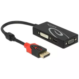 Delock Adaptér Displayport 1.2 samec > VGA / HDMI / DVI samice 4K pasivní černý Delock Adaptér Displayport 1.2 samec > VGA / HDMI / DVI samice 4K pasivní černý
