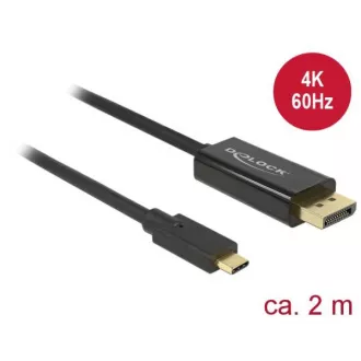 Delock Kabel USB Type-C samec > Displayport samec (DP Alt Mód) 4K 60 Hz 2 m černý Delock Kabel USB Type-C samec > Displayport samec (DP Alt Mód) 4K 60 Hz 2 m černý