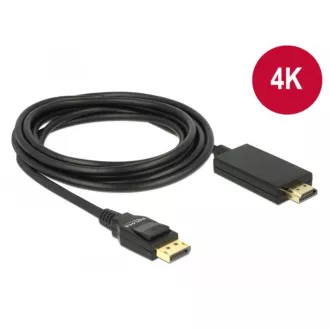 Delock Kabel Displayport 1.2 samec > High Speed HDMI-A samec pasivní 4K 3 m černý Delock Kabel Displayport 1.2 samec > High Speed HDMI-A samec pasivní 4K 3 m černý