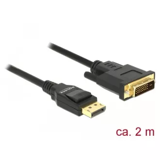 Delock Kabel DisplayPort 1.2 samec > DVI 24+1 samec pasivní 4K 30 Hz 2 m černý Delock Kabel DisplayPort 1.2 samec > DVI 24+1 samec pasivní 4K 30 Hz 2 m černý