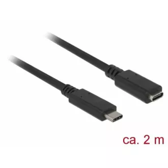 Delock Prodlužovací kabel SuperSpeed USB (USB 3.1 Gen 1) USB Type-C™ samec > port samice 3 A 2,0 m černý Delock Prodlužovací kabel SuperSpeed USB (USB 3.1 Gen 1) USB Type-C™ samec > port samice 3 A 2,0 m černý