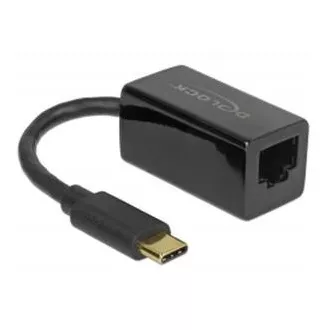 Delock Adaptér Super Speed USB (USB 3.1 Gen 1) s USB Type-C samec > Gigabit LAN 10/100/1000 Mbps kompaktní černý Delock Adaptér Super Speed USB (USB 3.1 Gen 1) s USB Type-C samec > Gigabit LAN 10/100/1000 Mbps kompaktní černý