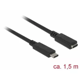 Delock Prodlužovací kabel SuperSpeed USB (USB 3.1 Gen 1) USB Type-C™ samec > port samice 3 A 1,5 m černý Delock Prodlužovací kabel SuperSpeed USB (USB 3.1 Gen 1) USB Type-C™ samec > port samice 3 A 1,5 m černý