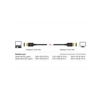 Delock DisplayPort kabel 8K 60 Hz 2 m DP 8K certifikováno Delock DisplayPort kabel 8K 60 Hz 2 m DP 8K certifikováno