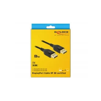 Delock DisplayPort kabel 8K 60 Hz 2 m DP 8K certifikováno Delock DisplayPort kabel 8K 60 Hz 2 m DP 8K certifikováno