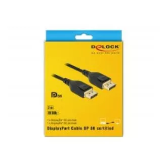 Delock DisplayPort kabel 8K 60 Hz 2 m DP 8K certifikováno Delock DisplayPort kabel 8K 60 Hz 2 m DP 8K certifikováno