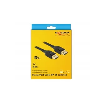Delock DisplayPort kabel 8K 60 Hz 3 m DP 8K certifikováno Delock DisplayPort kabel 8K 60 Hz 3 m DP 8K certifikováno