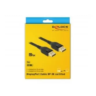 Delock DisplayPort kabel 8K 60 Hz 3 m DP 8K certifikováno Delock DisplayPort kabel 8K 60 Hz 3 m DP 8K certifikováno