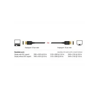 Delock DisplayPort kabel 8K 60 Hz 5 m DP 8K certifikováno Delock DisplayPort kabel 8K 60 Hz 5 m DP 8K certifikováno