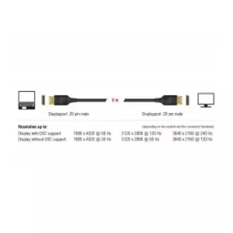 Delock DisplayPort kabel 8K 60 Hz 5 m DP 8K certifikováno Delock DisplayPort kabel 8K 60 Hz 5 m DP 8K certifikováno