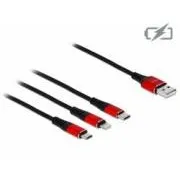 Delock Nabíjecí kabel USB 3 v 1 pro Lightning / Micro USB / USB Type-C, 1 m