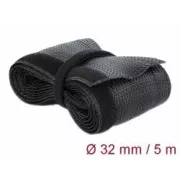 Delock Pletené opláštění na suchý zip 5 m x 32 mm, černé