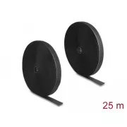 Delock Vysoce spolehlivý pásek na suchý zip D 25 m x Š 25 mm, černý