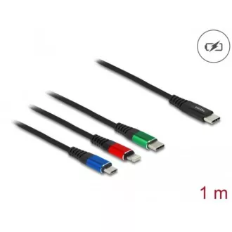 Delock Nabíjecí kabel USB 3 v 1 USB Type-C na Lightning / Micro USB / USB Type-C, 1 m Delock Nabíjecí kabel USB 3 v 1 USB Type-C na Lightning / Micro USB / USB Type-C, 1 m