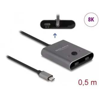 Delock Switch USB 10 Gbps USB Type-C, 2 na 1, obousměrný, 8K Delock Switch USB 10 Gbps USB Type-C, 2 na 1, obousměrný, 8K