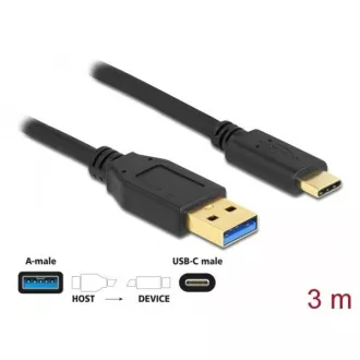 Delock SuperSpeed USB (USB 3.2 Gen 2) kabel Typu-A na USB Type-C, délky 3m Delock SuperSpeed USB (USB 3.2 Gen 2) kabel Typu-A na USB Type-C, délky 3m