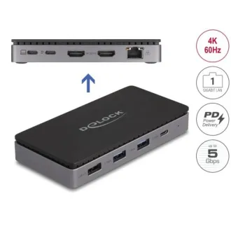 Delock Dokovací stanice USB Type-C 4K - duální HDMI MST / USB / Gibabit LAN / PD 3.0 85 W Delock Dokovací stanice USB Type-C 4K - duální HDMI MST / USB / Gibabit LAN / PD 3.0 85 W