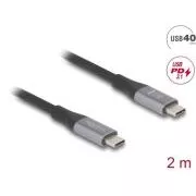 Delock USB 40 Gbps kabel USB Type-C samec na samec PD 3.1 240 W E-Marker 2 m šedá kovová