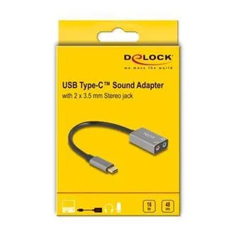 Delock Externí zvuková karta USB Type-C s audio adaptérem Plug & Play, 2 x 3,5 mm stereo jack Delock Externí zvuková karta USB Type-C s audio adaptérem Plug & Play, 2 x 3,5 mm stereo jack
