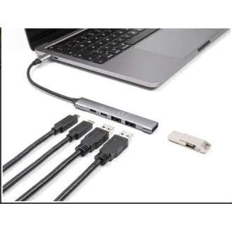 Delock 4-portový tenký Hub USB Type-C mající 1 x USB 10 Gbps Typ-A + 2 x USB 2.0 Typ-A + 1 x USB 2.0 USB Type-C a PD 9 Delock 4-portový tenký Hub USB Type-C mající 1 x USB 10 Gbps Typ-A + 2 x USB 2.0 Typ-A + 1 x USB 2.0 USB Type-C a PD 9