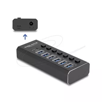 Delock 7portový USB hub se 4 porty 10 Gb/s a 4 porty pro rychlé nabíjení s přepínačem a osvětlením Delock 7portový USB hub se 4 porty 10 Gb/s a 4 porty pro rychlé nabíjení s přepínačem a osvětlením