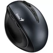 Genius Ergo 8300S, Myš, bezdrátová, optická, vertikální, 1600DPI, 7 tlačítek, tichá, černo-šedá