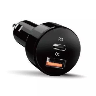 Genius PD-36AC-Car, Napájecí adaptér, do auta, 36W, 1× USB-C, 1× USB, PD 3.0, QC 3.0, černý Genius PD-36AC-Car, Napájecí adaptér, do auta, 36W, 1× USB-C, 1× USB, PD 3.0, QC 3.0, černý
