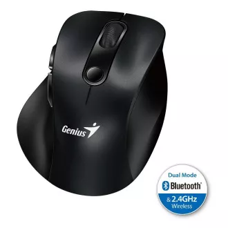 Genius Ergo 9000S, Myš, bezdrátová, optická, 2400DPI, 6 tlačítek, Bluetooth, 2.4GHz, USB, černá Genius Ergo 9000S, Myš, bezdrátová, optická, 2400DPI, 6 tlačítek, Bluetooth, 2.4GHz, USB, černá