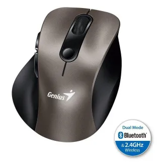 Genius Ergo 9000S, Myš, bezdrátová, optická, 2400DPI, 6 tlačítek, Bluetooth, 2.4GHz, USB, titanová Genius Ergo 9000S, Myš, bezdrátová, optická, 2400DPI, 6 tlačítek, Bluetooth, 2.4GHz, USB, titanová