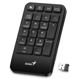Genius NumPad 1000, Klávesnice, numerická, bezdrátová, Copilot klávesa, 2,4GHz, mini USB přijímač, černá Genius NumPad 1000, Klávesnice, numerická, bezdrátová, Copilot klávesa, 2,4GHz, mini USB přijímač, černá