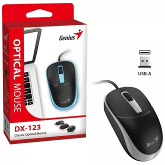 Genius DX-123 Myš, drátová, optická, 1200DPI, 3 tlačítka, USB, černo-šedá Genius DX-123 Myš, drátová, optická, 1200DPI, 3 tlačítka, USB, černo-šedá