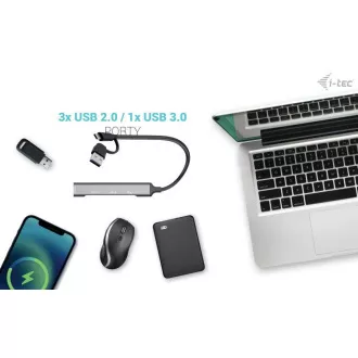 I-Tec USB-A/USB-C Metal HUB 1x USB-C 3.1 + 3x USB 2.0 I-Tec USB-A/USB-C Metal HUB 1x USB-C 3.1 + 3x USB 2.0