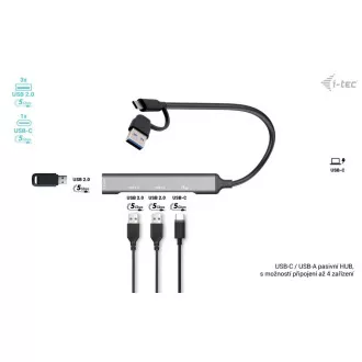 I-Tec USB-A/USB-C Metal HUB 1x USB-C 3.1 + 3x USB 2.0 I-Tec USB-A/USB-C Metal HUB 1x USB-C 3.1 + 3x USB 2.0