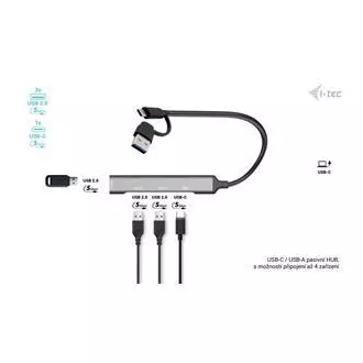 I-Tec USB-A/USB-C Metal HUB 1x USB-C 3.1 + 3x USB 2.0 I-Tec USB-A/USB-C Metal HUB 1x USB-C 3.1 + 3x USB 2.0
