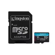 KINGSTON 64GB microSDXC Canvas Go Plus Gen4 200MB/s A2 U3 V30 Card + Adapter