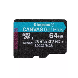 KINGSTON 64GB microSDXC Canvas Go Plus Gen4 200MB/s A2 U3 V30 Card bez adapteru KINGSTON 64GB microSDXC Canvas Go Plus Gen4 200MB/s A2 U3 V30 Card bez adapteru