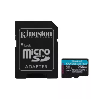 KINGSTON 256GB microSDXC Canvas Go Plus Gen4 200MB/s A2 U3 V30 Card + Adapter KINGSTON 256GB microSDXC Canvas Go Plus Gen4 200MB/s A2 U3 V30 Card + Adapter