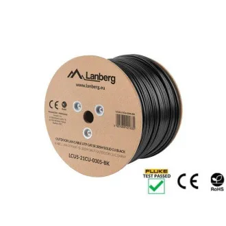 LANBERG LAN KABEL CAT.5E UTP 305M PEVNÝ VENKOVNÍ CU ČERNÝ FLUKE PASS LANBERG LAN KABEL CAT.5E UTP 305M PEVNÝ VENKOVNÍ CU ČERNÝ FLUKE PASS