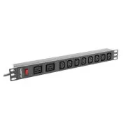 LANBERG 19" 1U 16A 2M 2X C19 8X IEC C13 ZÁSUVKY ČERNÁ C20