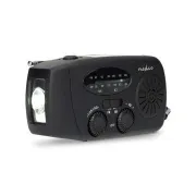 Nedis RDFMCR2000BK - Nouzové Radio | AM / FM | Funkce powerbanky | Napájení Accu / Napájení USB / Ruční klika | Černá
