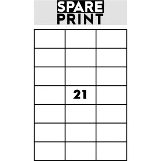 SPARE PRINT PREMIUM Samolepicí etikety bílé, 100 archů A4 v krabici (1arch/21x etiketa 70x42,3mm) SPARE PRINT PREMIUM Samolepicí etikety bílé, 100 archů A4 v krabici (1arch/21x etiketa 70x42,3mm)