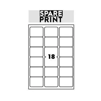 SPARE PRINT PREMIUM Samolepicí etikety bílé, 100 archů A4 v krabici (1arch/18x etiketa 68x47mm) SPARE PRINT PREMIUM Samolepicí etikety bílé, 100 archů A4 v krabici (1arch/18x etiketa 68x47mm)