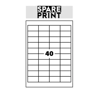 SPARE PRINT PREMIUM Samolepicí etikety bílé, 100 archů A4 v krabici (1arch/40x etiketa 48,5x25,4mm) SPARE PRINT PREMIUM Samolepicí etikety bílé, 100 archů A4 v krabici (1arch/40x etiketa 48,5x25,4mm)