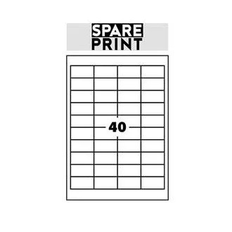 SPARE PRINT PREMIUM Samolepicí etikety bílé, 100 archů A4 v krabici (1arch/40x etiketa 48,5x25,4mm) SPARE PRINT PREMIUM Samolepicí etikety bílé, 100 archů A4 v krabici (1arch/40x etiketa 48,5x25,4mm)
