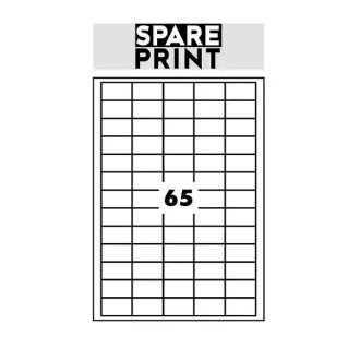 SPARE PRINT PREMIUM Samolepicí etikety bílé, 100 archů A4 v krabici (1arch/65x etiketa 38x21mm) SPARE PRINT PREMIUM Samolepicí etikety bílé, 100 archů A4 v krabici (1arch/65x etiketa 38x21mm)